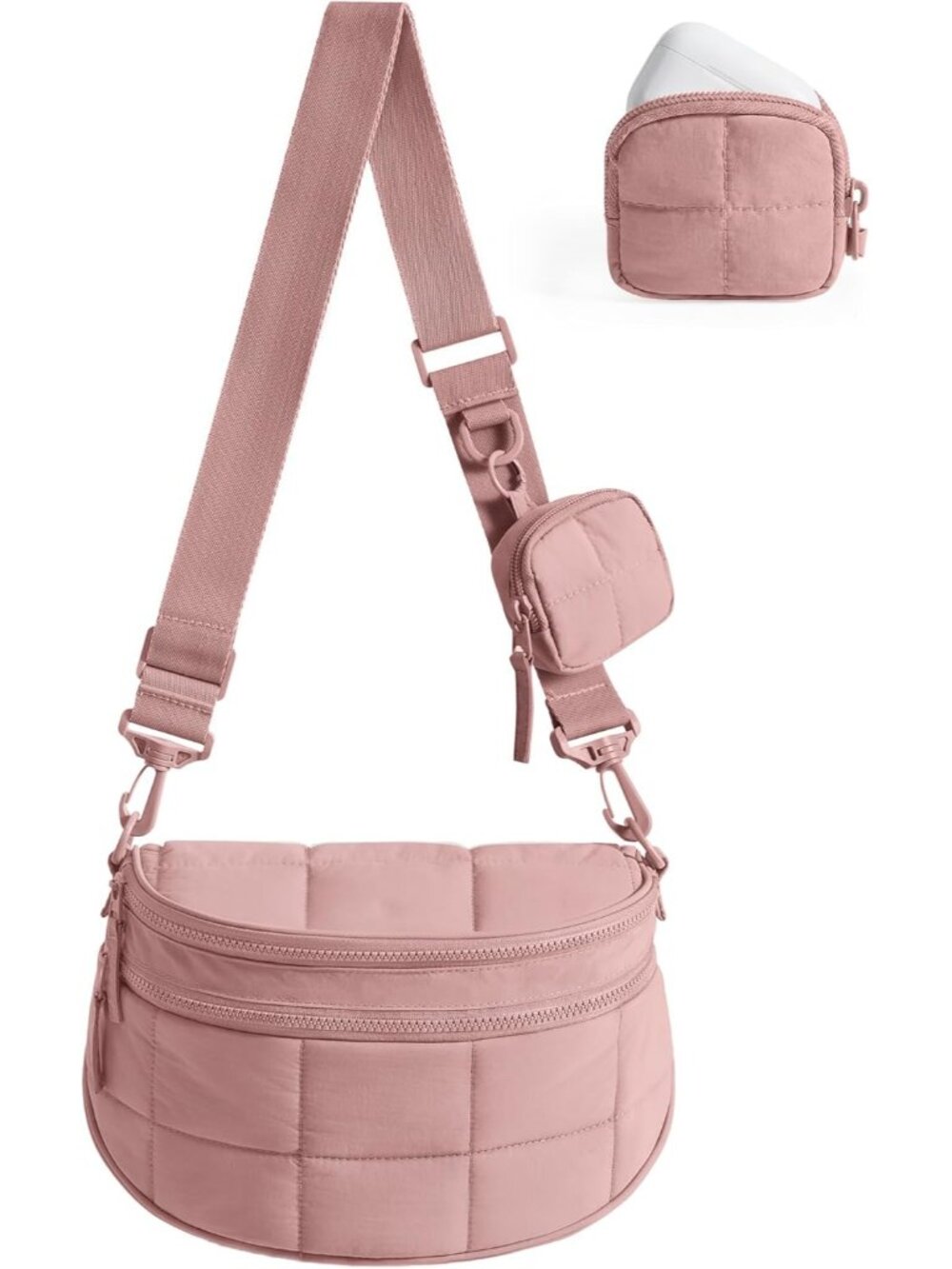 Small Crossbody Bags for Women, Puffer Cute Bum Bag with Pouch, Quilted Purse fo